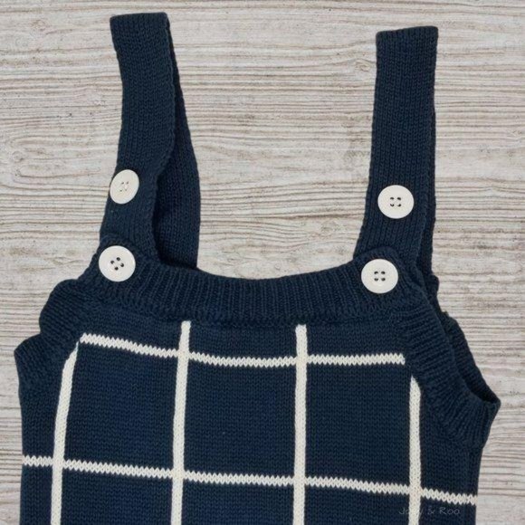 Teal Sweater Button Sleeveless Overall Bodysuit - Picture 2 of 3